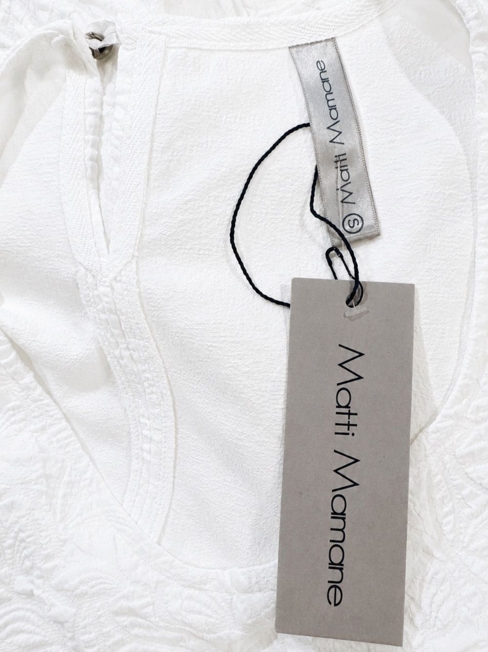 Matti Mamane Textured White Dress with Pockets Stretch.  Size XL - Picture 7 of 8